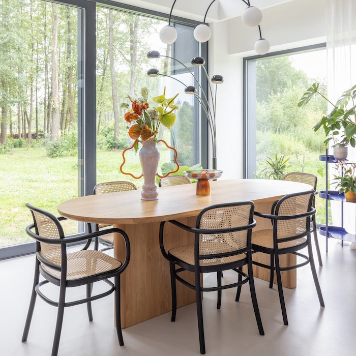 Handcrafted KAZA solid oak table in modern boho style