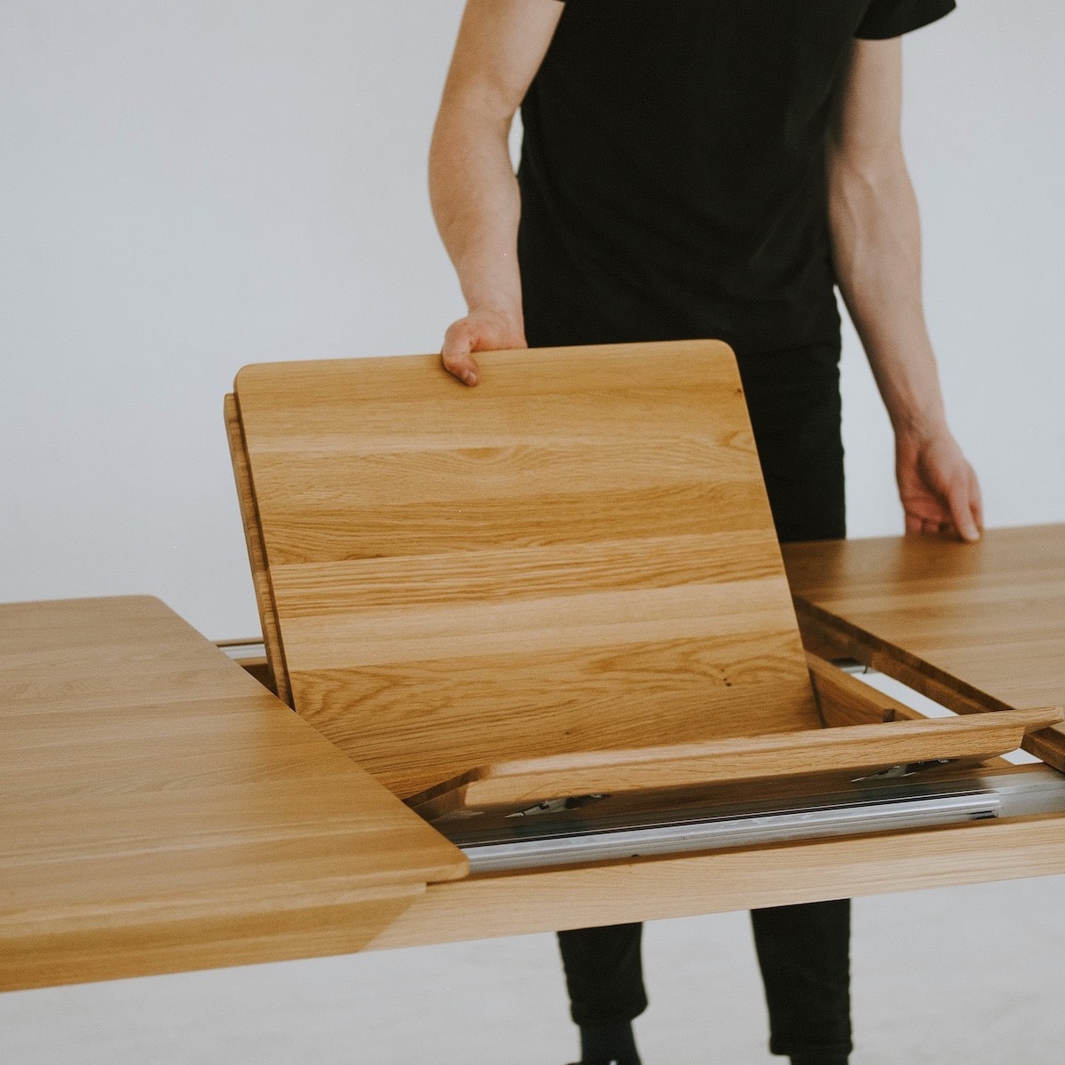 Extendable oak dining table LUVIO blending natural beauty and modern style