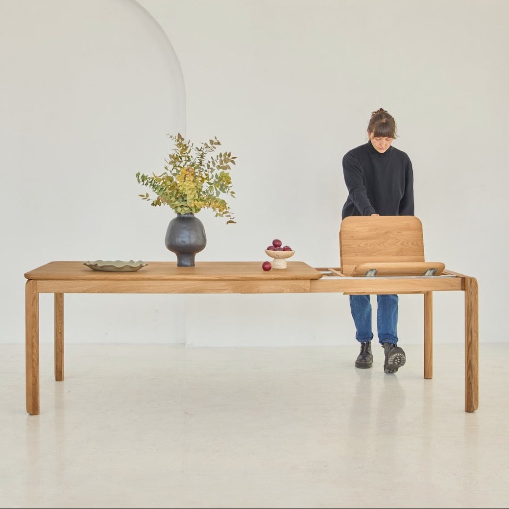 Solid oak extendable dining table BENO – handmade functional furniture