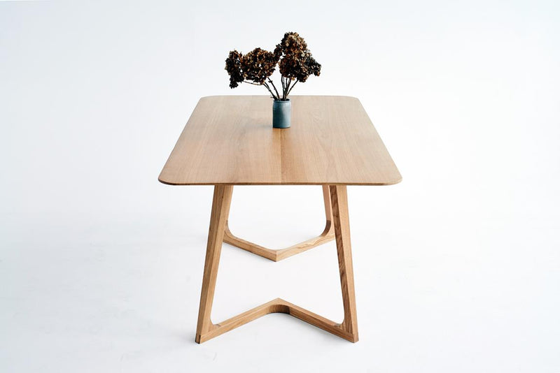 ST12 Slim Oak table made from solid oak wood with light, refined form