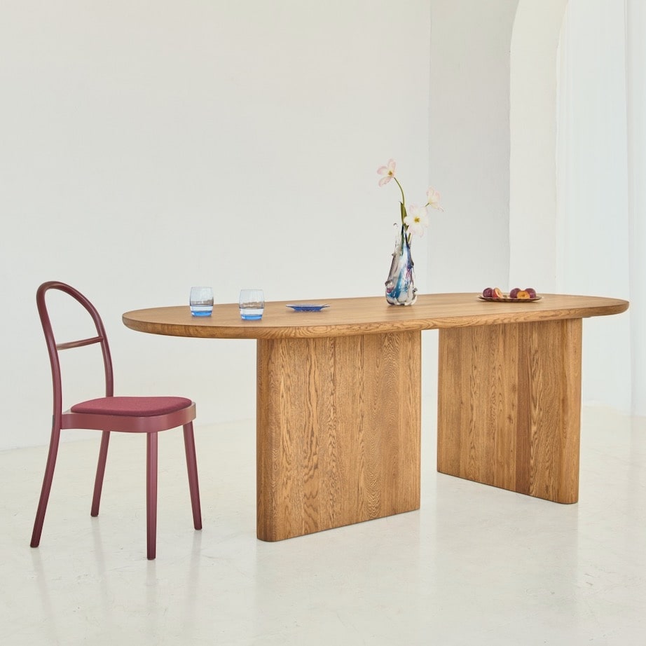 Minimalist solid oak dining table KAZA for contemporary spaces