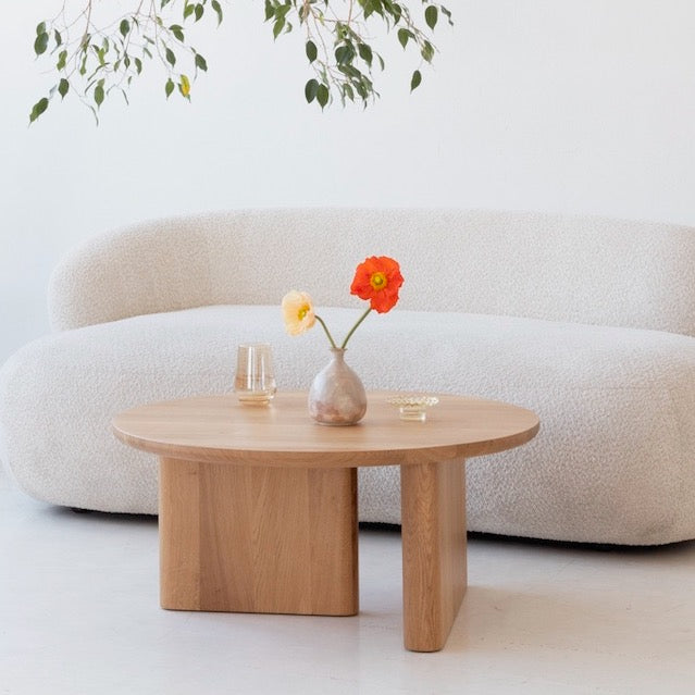 KAZA low oak table 80 cm diameter and 39 cm height