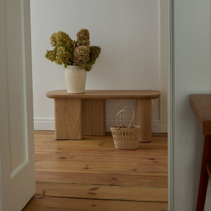 KAZA solid oak bench in modern Japandi minimalist design