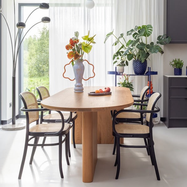 Solid oak dining table KAZA with natural wood finish