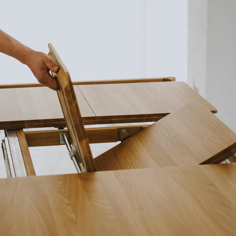 Minimalist solid oak dining table with soft lines and timeless design – LUVIO model