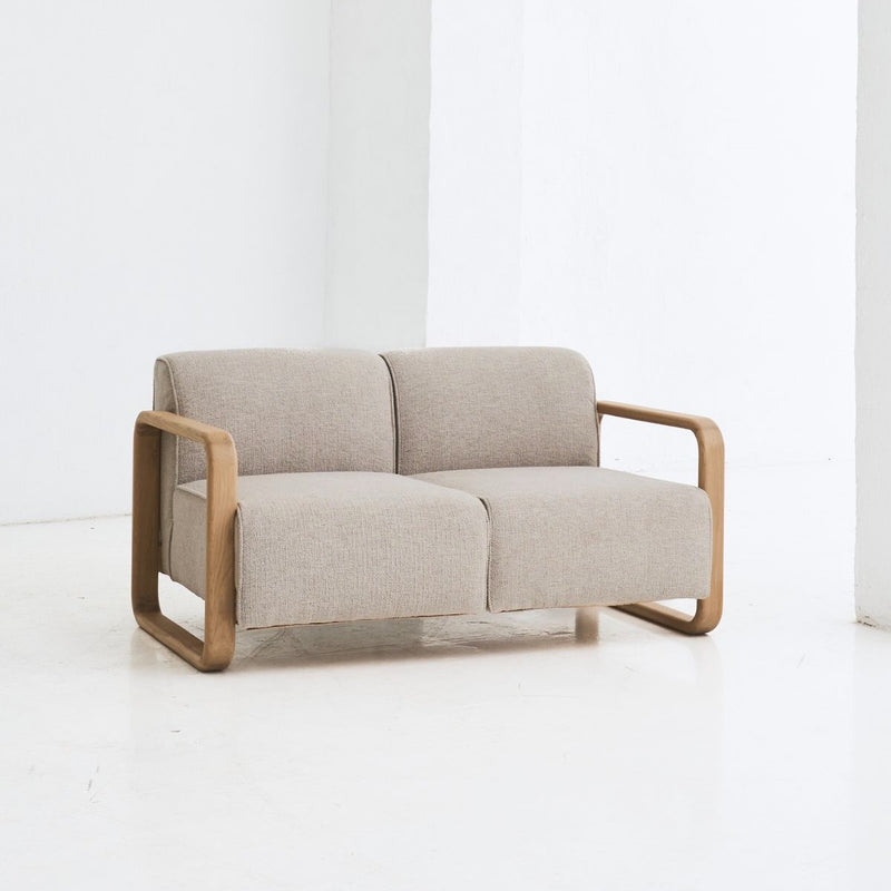 REDYK 2-seater solid oak sofa with handcrafted frame