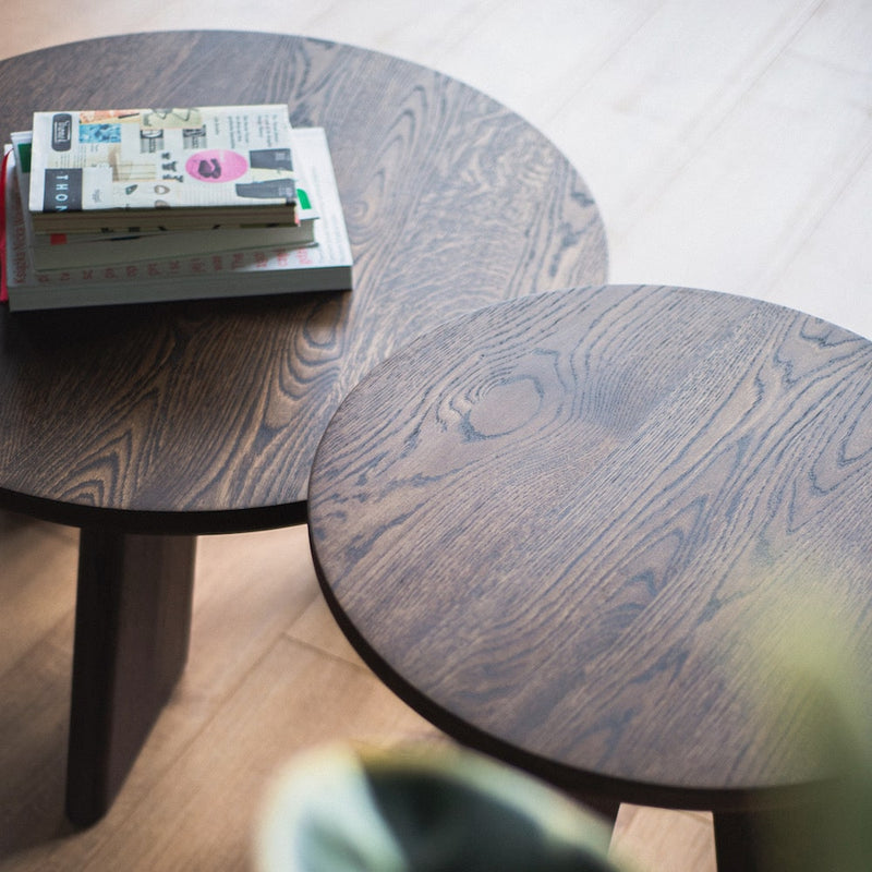 Nesting solid oak coffee tables SK5 OVO in modern minimalist design