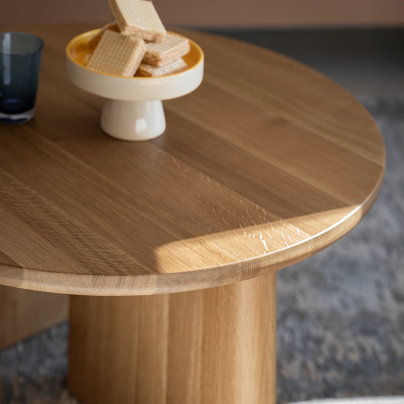 Handcrafted KAZA low oak coffee table with natural wood finish