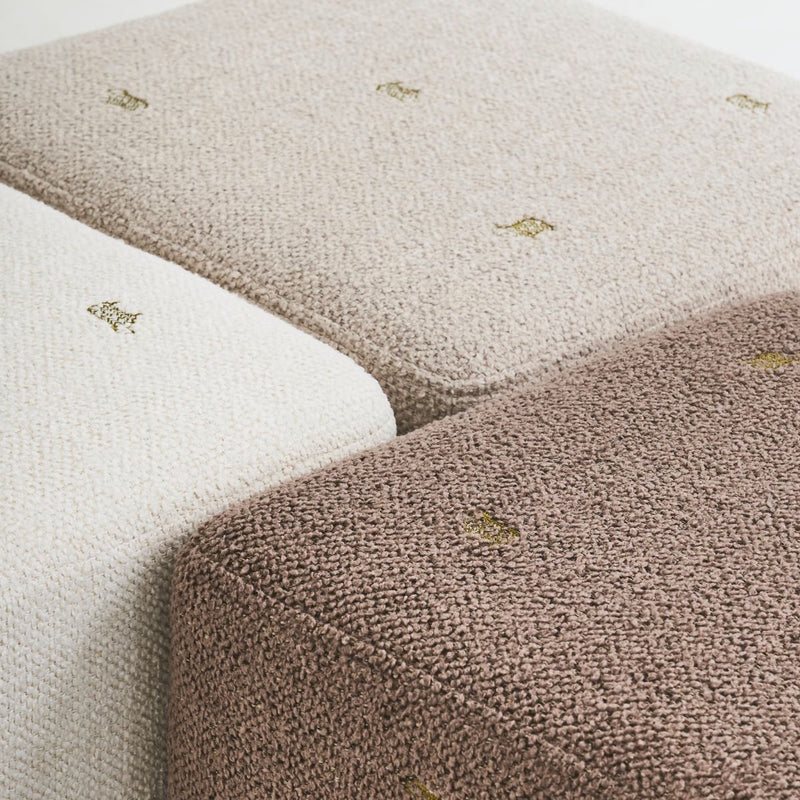 Solid oak REDYK pouf in minimalist mountain-inspired design