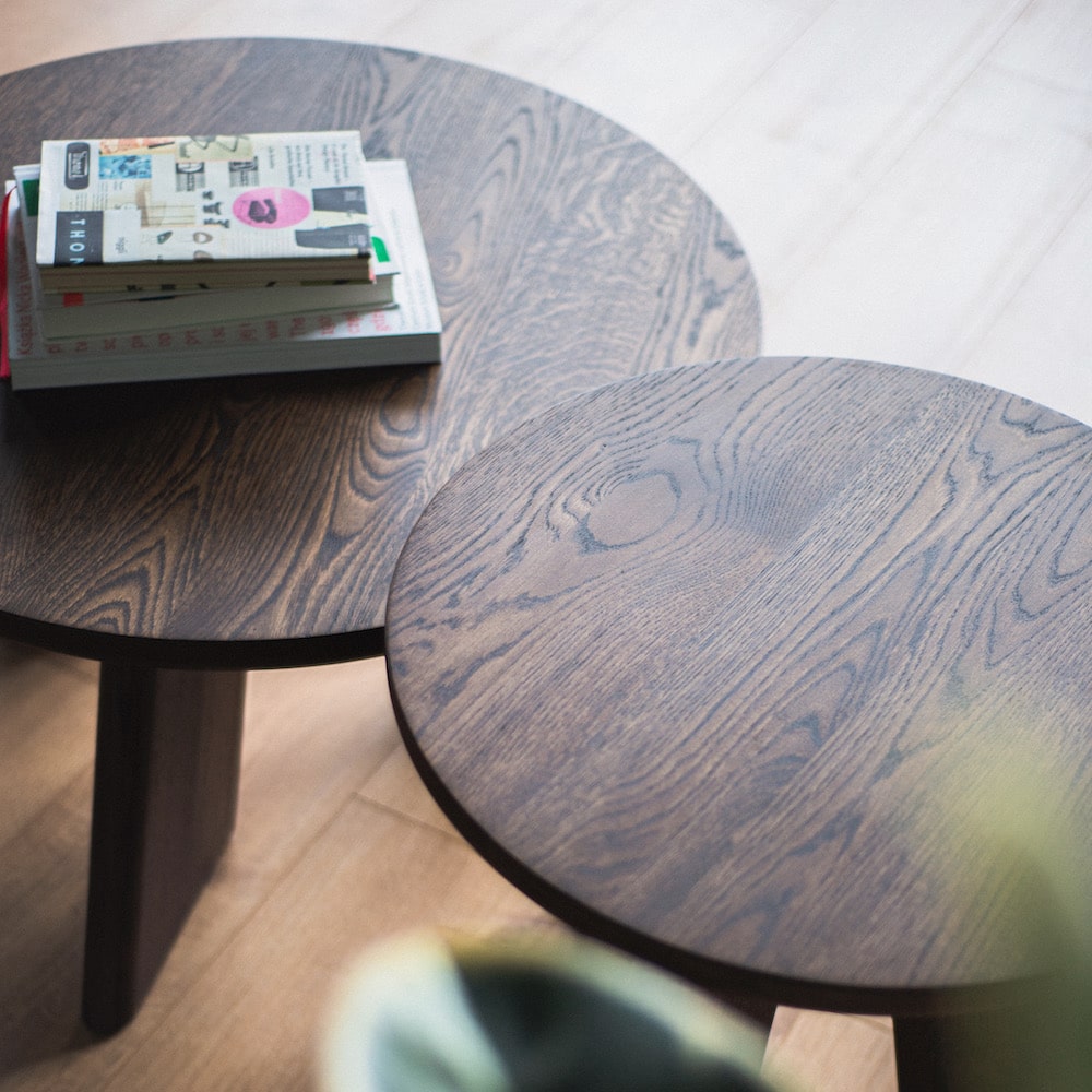 Nesting solid oak coffee tables SK5 OVO in modern minimalist design