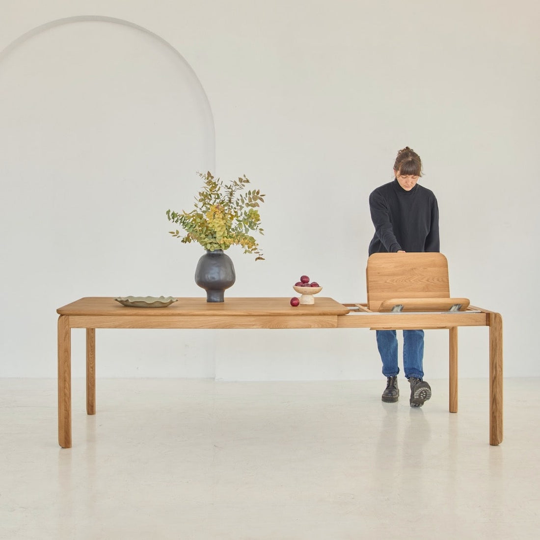 Solid oak extendable dining table BENO – handmade functional furniture