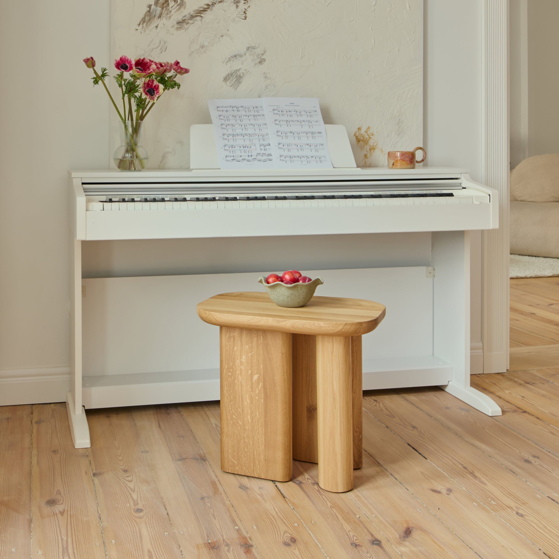 KAZA solid oak stool in modern minimalist style