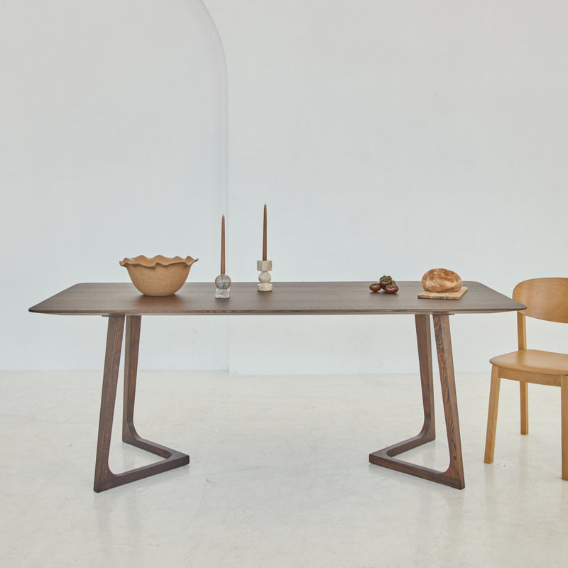 Handcrafted ST12 solid oak table with unique thickened center profile